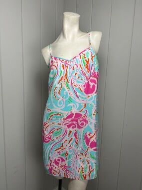 Lilly Pulitzer Dusk Jellies Be Jammin Silk Mini Dress Small Pink Blue Resort